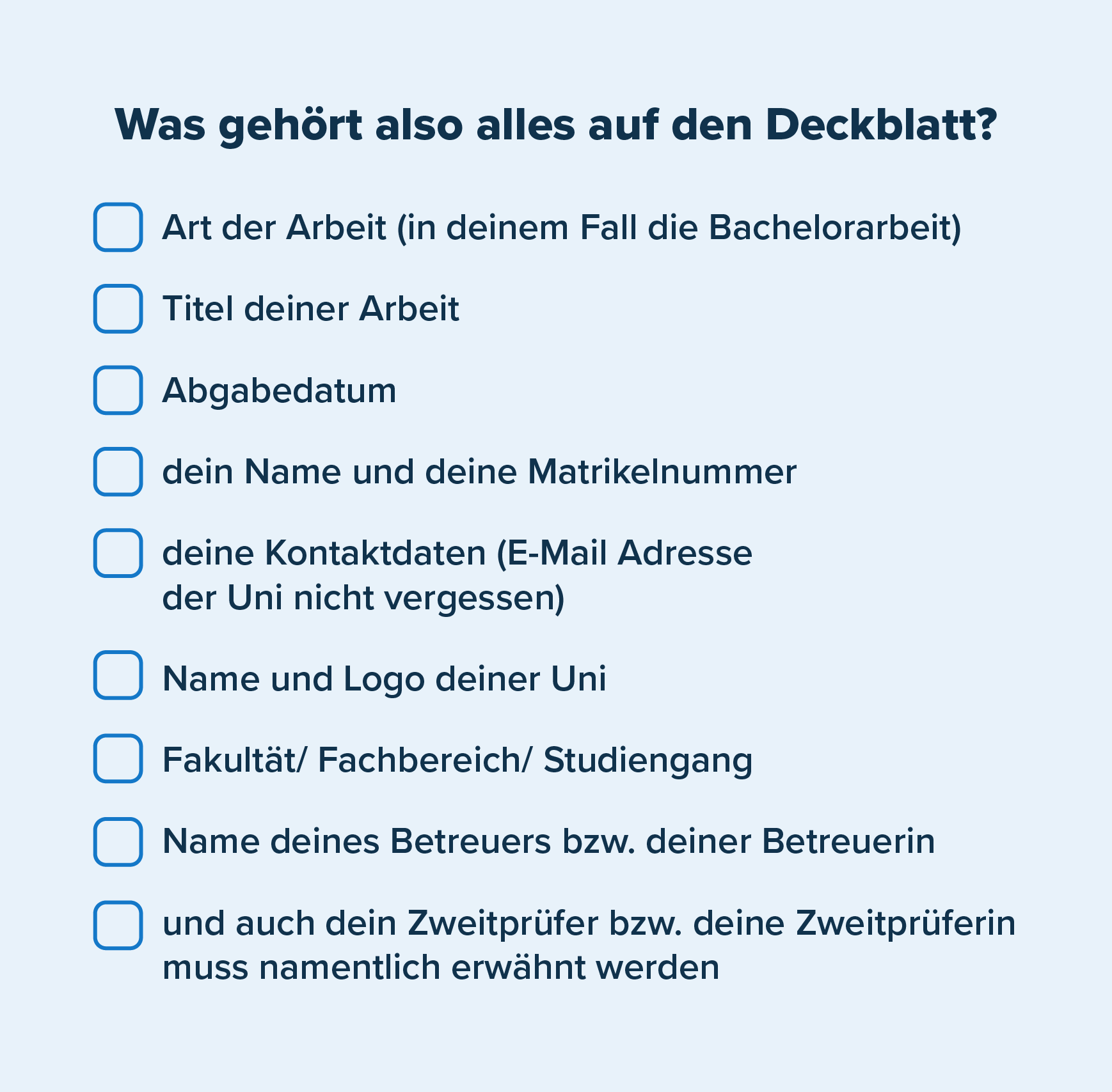 Bachelorarbeit Deckblatt Checkliste StudySmarter Magazine